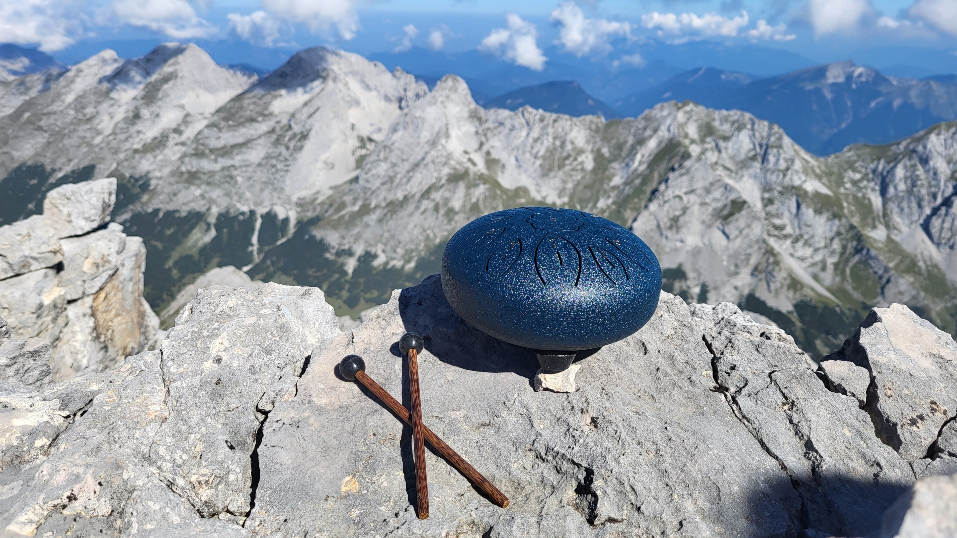 Zungentrommel vor Bergkulisse